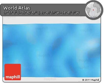 Physical 3D Map of the Area around 16° 59' 54" S, 15° 13' 29" W