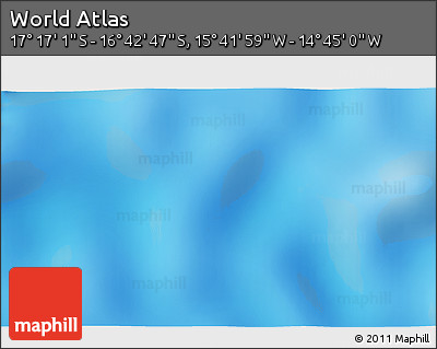 Physical 3D Map of the Area around 16° 59' 54" S, 15° 13' 29" W
