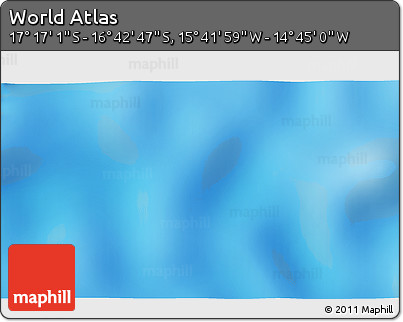 Physical 3D Map of the Area around 16° 59' 54" S, 15° 13' 29" W