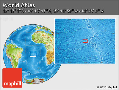 Physical Location Map of the Area around 16° 59' 54" S, 15° 13' 29" W