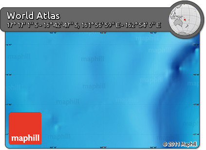 Physical Map of the Area around 16° 59' 54" S, 162° 25' 30" E