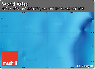 Physical Map of the Area around 16° 59' 54" S, 162° 25' 30" E