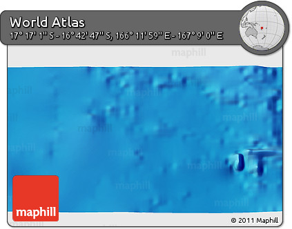 Shaded Relief 3D Map of the Area around 16° 59' 54" S, 166° 40' 30" E