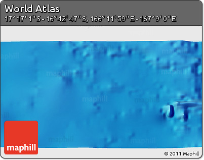 Shaded Relief 3D Map of the Area around 16° 59' 54" S, 166° 40' 30" E