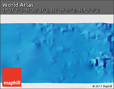 Shaded Relief 3D Map of the Area around 16° 59' 54" S, 166° 40' 30" E