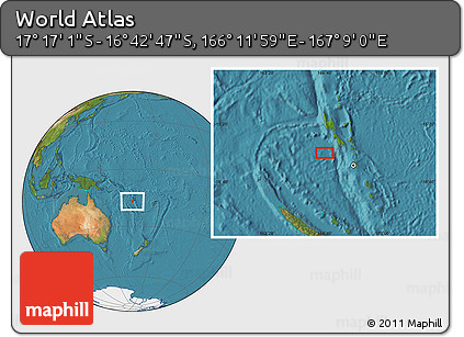Satellite Location Map of the Area around 16° 59' 54" S, 166° 40' 30" E