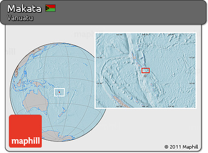 Gray Location Map of Makata, hill shading