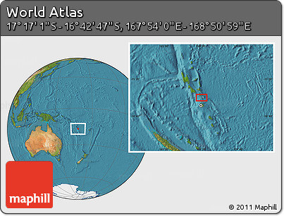 Satellite Location Map of the Area around 16° 59' 54" S, 168° 22' 30" E