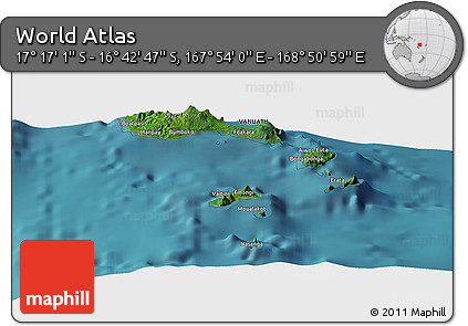Satellite Panoramic Map of the Area around 16° 59' 54" S, 168° 22' 30" E