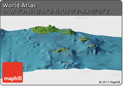 Satellite Panoramic Map of the Area around 16° 59' 54" S, 168° 22' 30" E