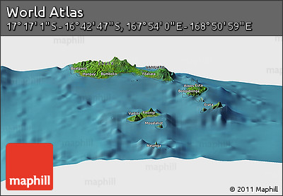 Satellite Panoramic Map of the Area around 16° 59' 54" S, 168° 22' 30" E