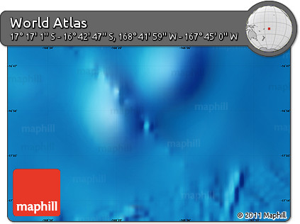 Shaded Relief Map of the Area around 16° 59' 54" S, 168° 13' 29" W