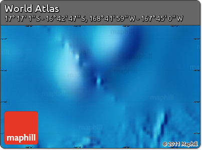 Shaded Relief Map of the Area around 16° 59' 54" S, 168° 13' 29" W