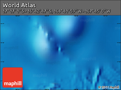 Shaded Relief Map of the Area around 16° 59' 54" S, 168° 13' 29" W
