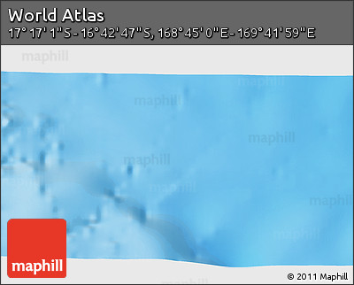 Physical 3D Map of the Area around 16° 59' 54" S, 169° 13' 29" E
