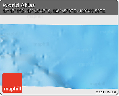 Physical 3D Map of the Area around 16° 59' 54" S, 169° 13' 29" E
