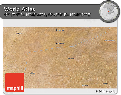 Satellite 3D Map of the Area around 16° 59' 54" S, 16° 13' 30" E