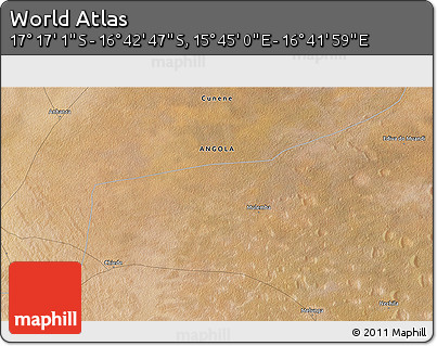 Satellite 3D Map of the Area around 16° 59' 54" S, 16° 13' 30" E