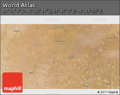 Satellite 3D Map of the Area around 16° 59' 54" S, 16° 13' 30" E