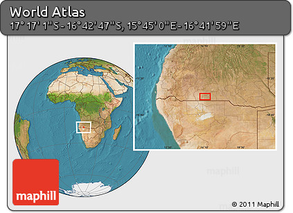 Satellite Location Map of the Area around 16° 59' 54" S, 16° 13' 30" E