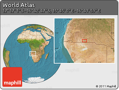 Satellite Location Map of the Area around 16° 59' 54" S, 16° 13' 30" E