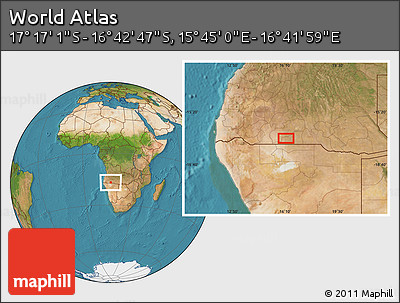Satellite Location Map of the Area around 16° 59' 54" S, 16° 13' 30" E