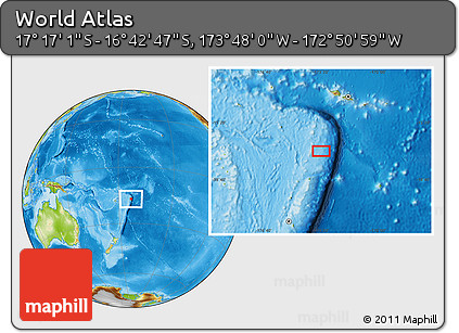 Physical Location Map of the Area around 16° 59' 54" S, 173° 19' 29" W