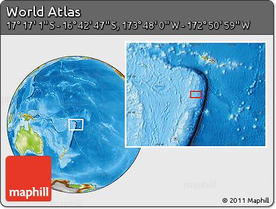 Physical Location Map of the Area around 16° 59' 54" S, 173° 19' 29" W
