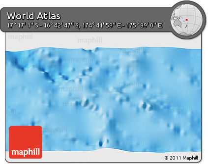 Physical 3D Map of the Area around 16° 59' 54" S, 175° 10' 30" E