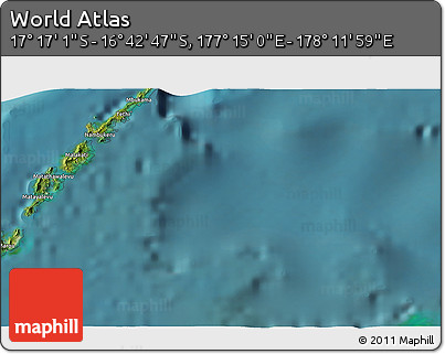 Satellite 3D Map of the Area around 16° 59' 54" S, 177° 43' 29" E