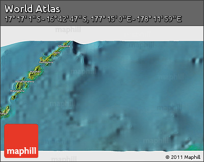 Satellite 3D Map of the Area around 16° 59' 54" S, 177° 43' 29" E