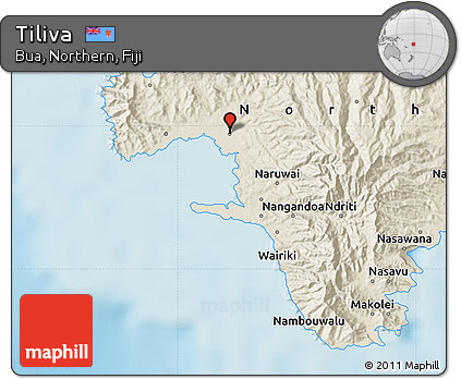 Shaded Relief Map of Tiliva