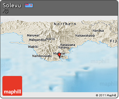Shaded Relief Panoramic Map of Solevu