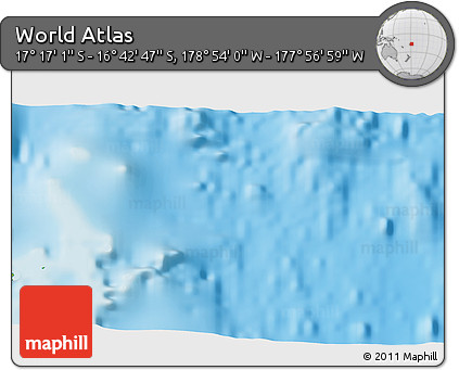 Physical 3D Map of the Area around 16° 59' 54" S, 178° 25' 30" W
