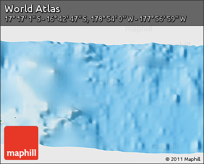 Physical 3D Map of the Area around 16° 59' 54" S, 178° 25' 30" W