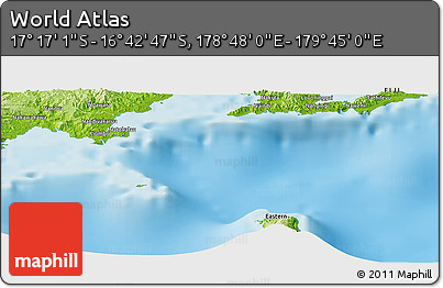 Physical Panoramic Map of the Area around 16° 59' 54" S, 179° 16' 30" E