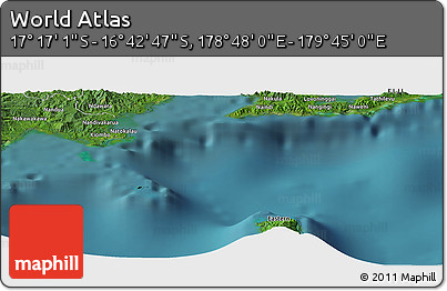Satellite Panoramic Map of the Area around 16° 59' 54" S, 179° 16' 30" E