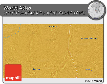 Physical 3D Map of the Area around 16° 59' 54" S, 17° 4' 30" E