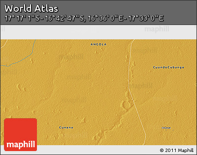 Physical 3D Map of the Area around 16° 59' 54" S, 17° 4' 30" E