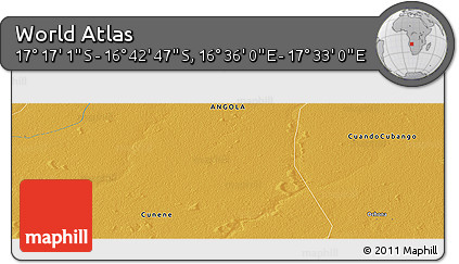 Physical Panoramic Map of the Area around 16° 59' 54" S, 17° 4' 30" E