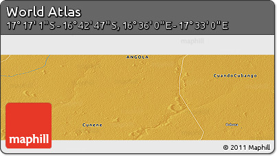 Physical Panoramic Map of the Area around 16° 59' 54" S, 17° 4' 30" E