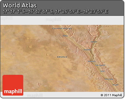 Satellite 3D Map of the Area around 16° 59' 54" S, 17° 55' 29" E