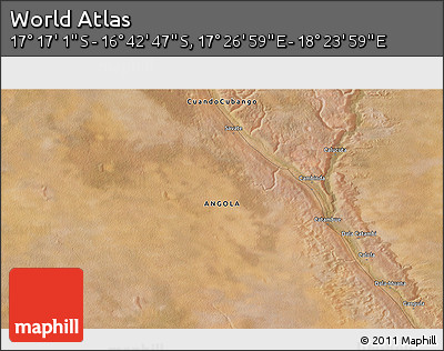 Satellite 3D Map of the Area around 16° 59' 54" S, 17° 55' 29" E