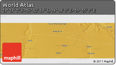 Physical Panoramic Map of the Area around 16° 59' 54" S, 18° 46' 29" E
