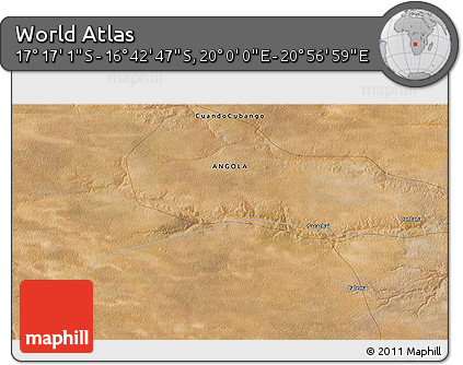 Satellite 3D Map of the Area around 16° 59' 54" S, 20° 28' 30" E