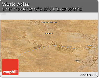 Satellite 3D Map of the Area around 16° 59' 54" S, 20° 28' 30" E