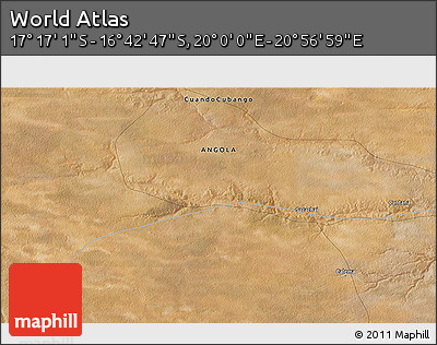 Satellite 3D Map of the Area around 16° 59' 54" S, 20° 28' 30" E