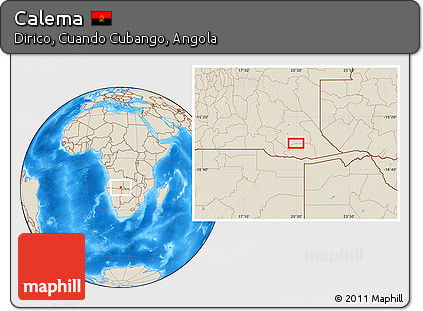 Shaded Relief Location Map of Calema