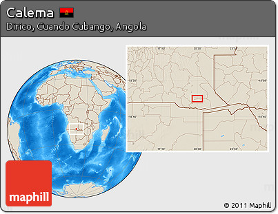 Shaded Relief Location Map of Calema