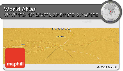 Physical Panoramic Map of the Area around 16° 59' 54" S, 21° 19' 30" E